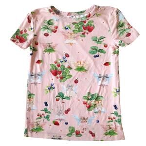 Posh Peanut Bamboo Short Sleeve Easter Top Pink Woodland Creatures Fairy 3/4